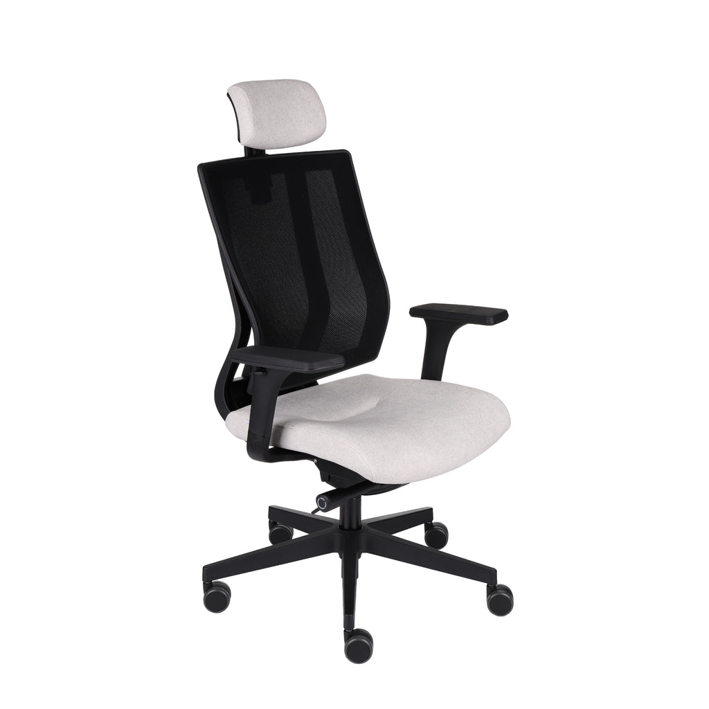 MaxPro Bürostuhl Ergonomisch mit Netz- oder gepolsterter Rückenlehne, SYNCHRO PLUS Mechanismus, Schwarzes Gestell