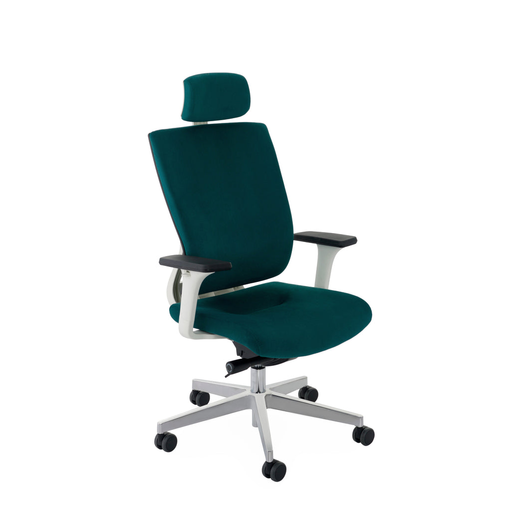 MaxPro WT Osaka Navy Blue Bürostuhl Ergonomisch mit SYNCHRO PLUS Mechanismus, Weisses Gestell-Brötter.de