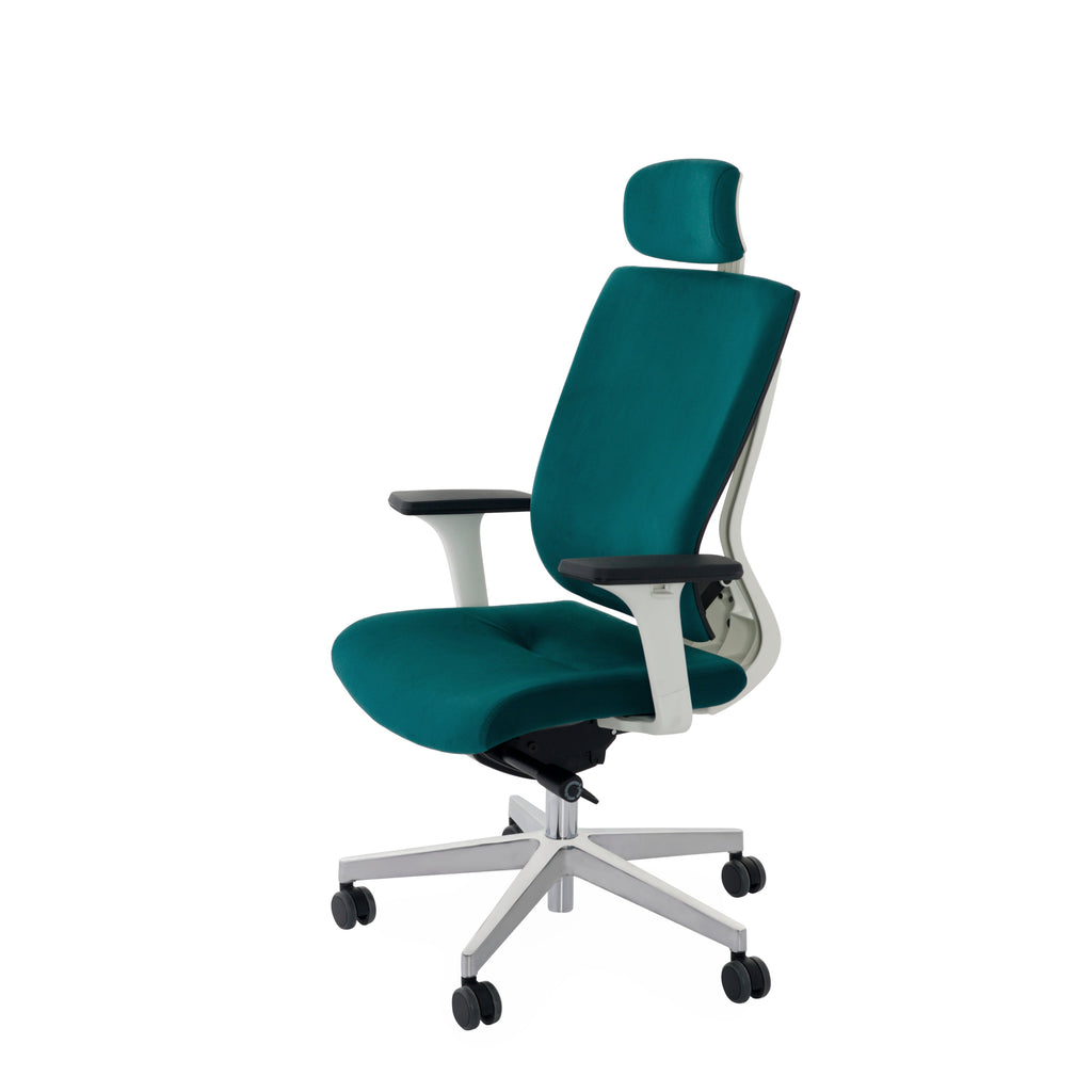 MaxPro WT Osaka Navy Blue Bürostuhl Ergonomisch mit SYNCHRO PLUS Mechanismus, Weisses Gestell-Brötter.de