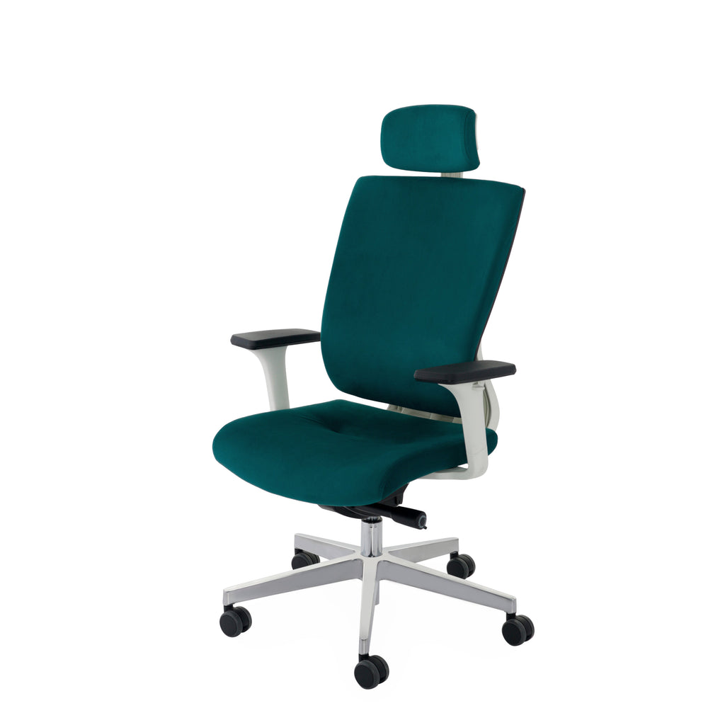 MaxPro WT Osaka Navy Blue Bürostuhl Ergonomisch mit SYNCHRO PLUS Mechanismus, Weisses Gestell-Brötter.de