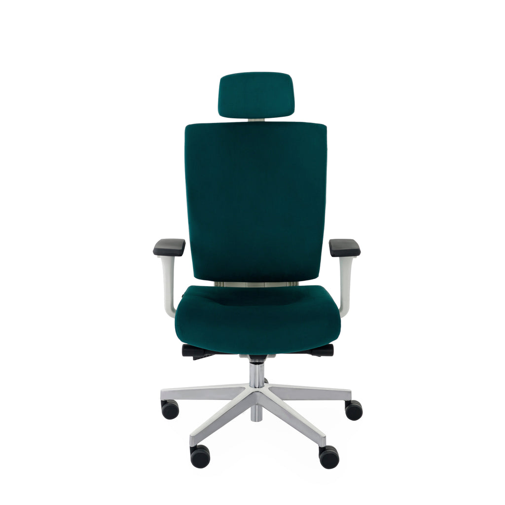 MaxPro WT Osaka Navy Blue Bürostuhl Ergonomisch mit SYNCHRO PLUS Mechanismus, Weisses Gestell-Brötter.de