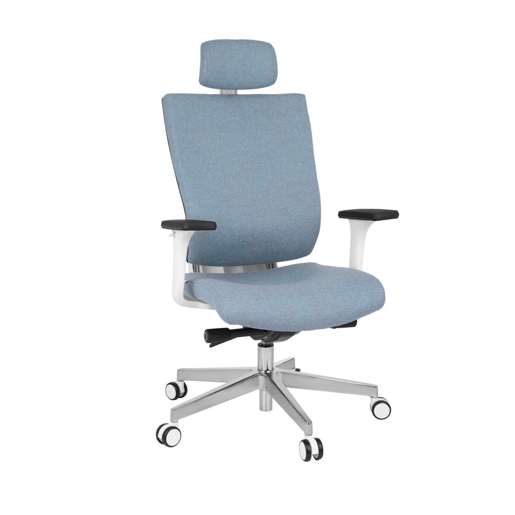 MaxPro WT Chrome Synergy 13 Bürostuhl Ergonomisch mit SYNCHRO PLUS Mechanismus, Weisses Gestell, Chrome Fußkreuz-Brötter.de