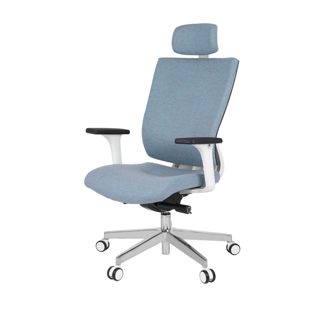 MaxPro WT Chrome Synergy 13 Bürostuhl Ergonomisch mit SYNCHRO PLUS Mechanismus, Weisses Gestell, Chrome Fußkreuz-Brötter.de