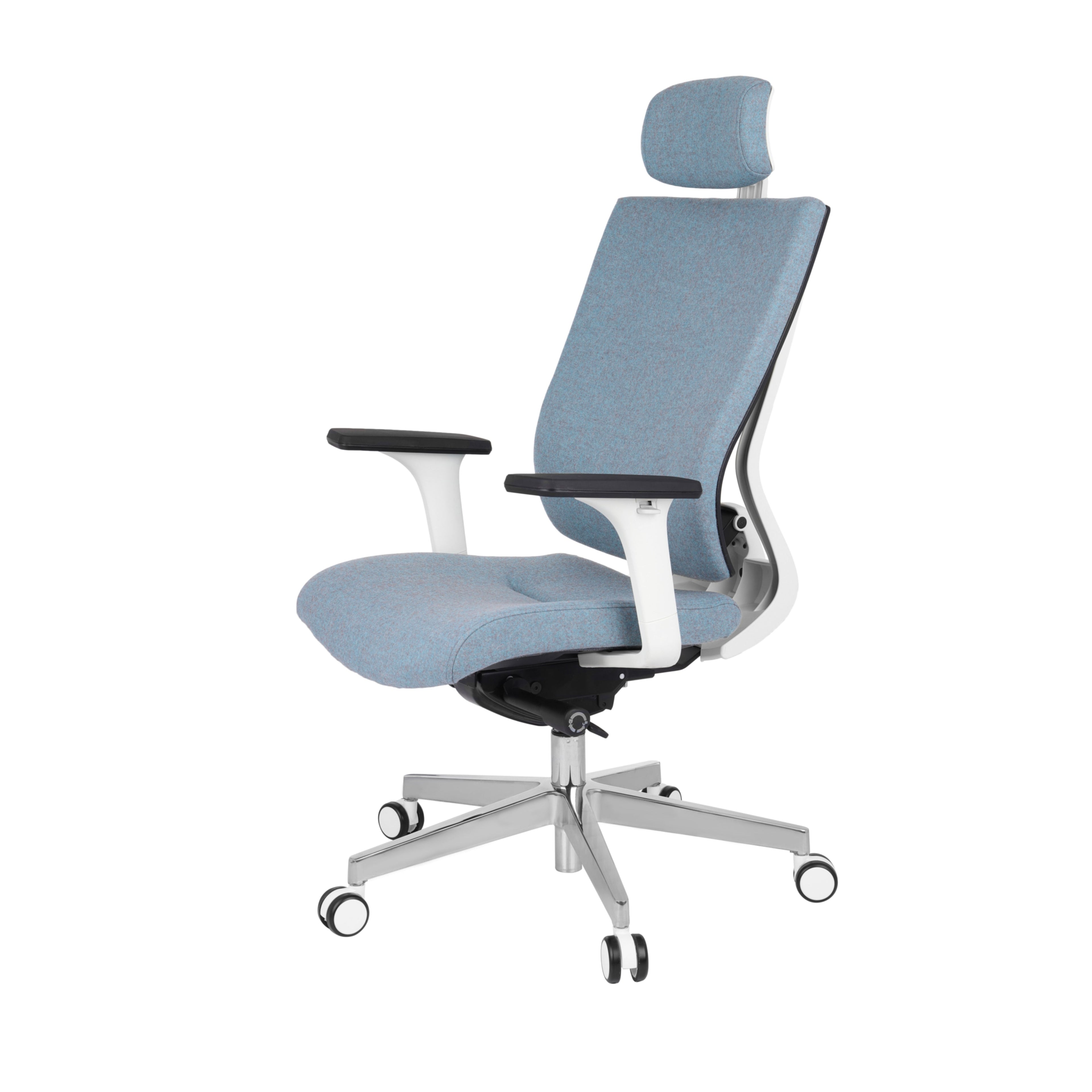 MaxPro WT Chrome Synergy 13 Bürostuhl Ergonomisch mit SYNCHRO PLUS Mechanismus, Weisses Gestell, Chrome Fußkreuz-Brötter.de