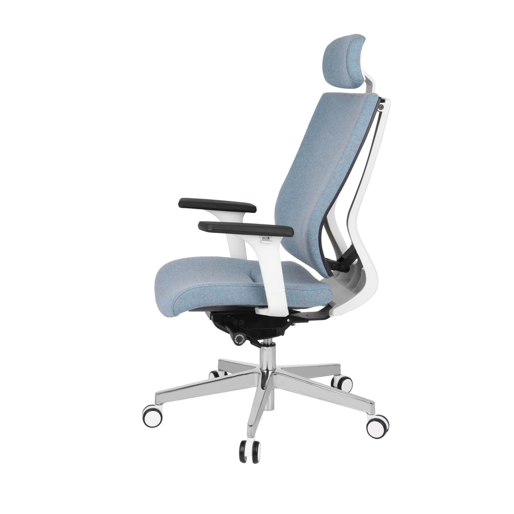 MaxPro WT Chrome Synergy 13 Bürostuhl Ergonomisch mit SYNCHRO PLUS Mechanismus, Weisses Gestell, Chrome Fußkreuz-Brötter.de