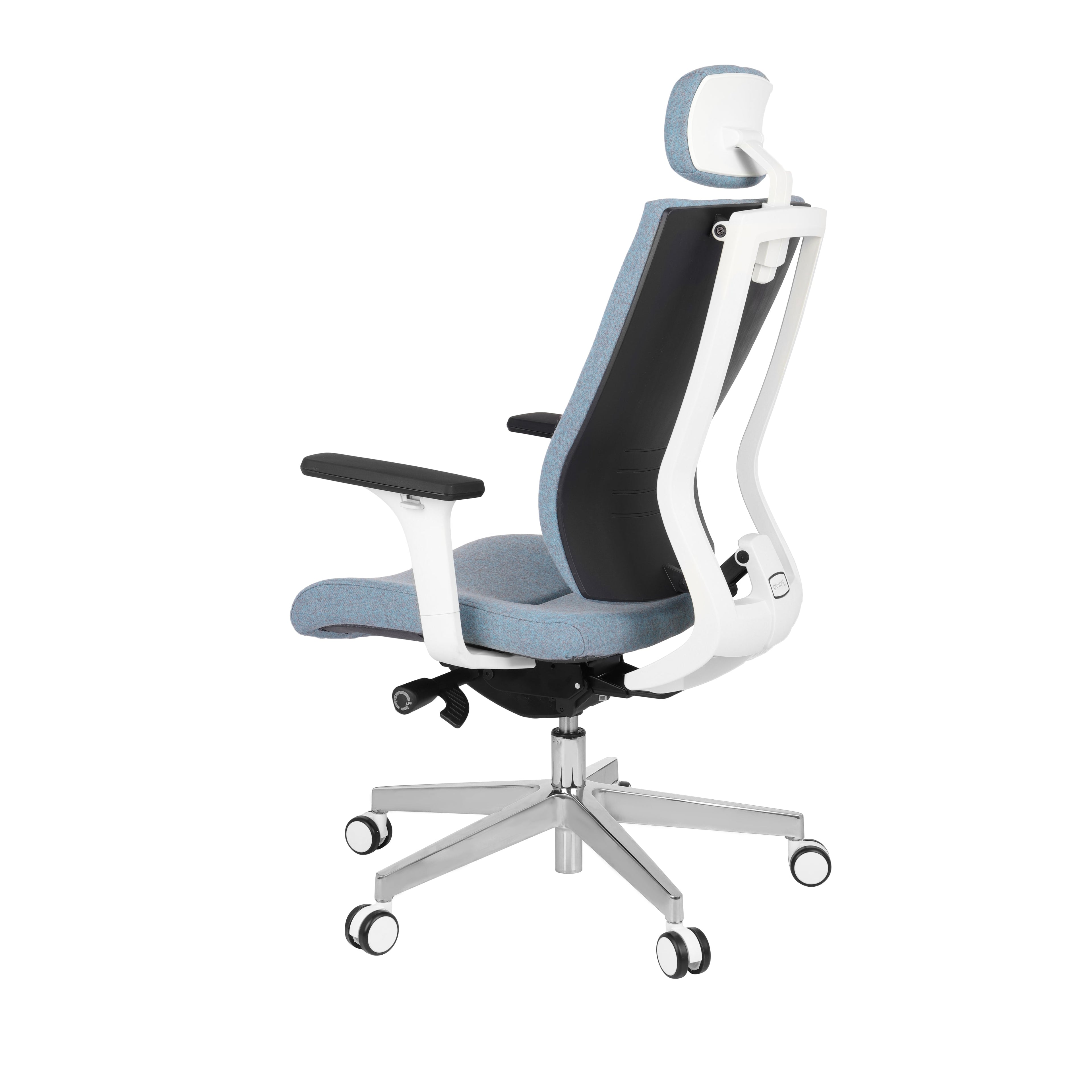 MaxPro WT Chrome Synergy 13 Bürostuhl Ergonomisch mit SYNCHRO PLUS Mechanismus, Weisses Gestell, Chrome Fußkreuz-Brötter.de