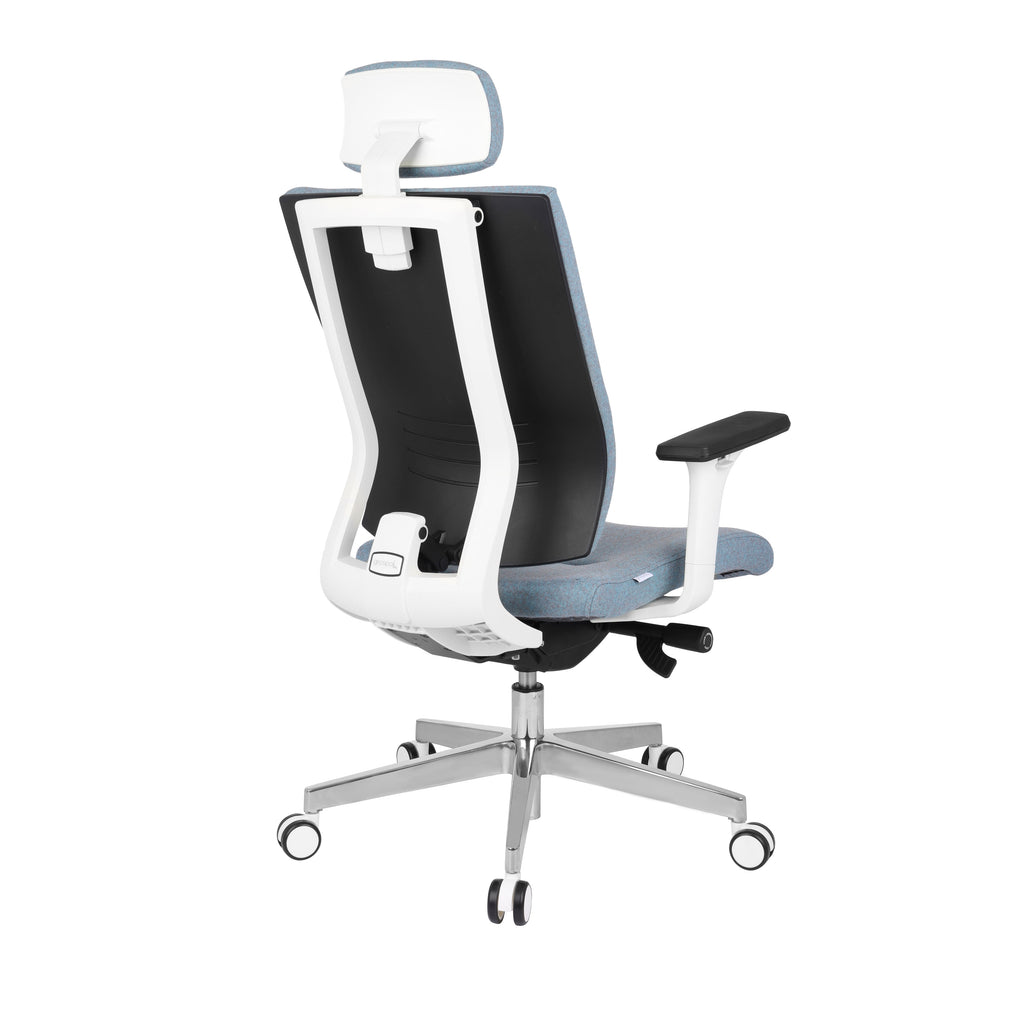 MaxPro WT Chrome Synergy 13 Bürostuhl Ergonomisch mit SYNCHRO PLUS Mechanismus, Weisses Gestell, Chrome Fußkreuz-Brötter.de