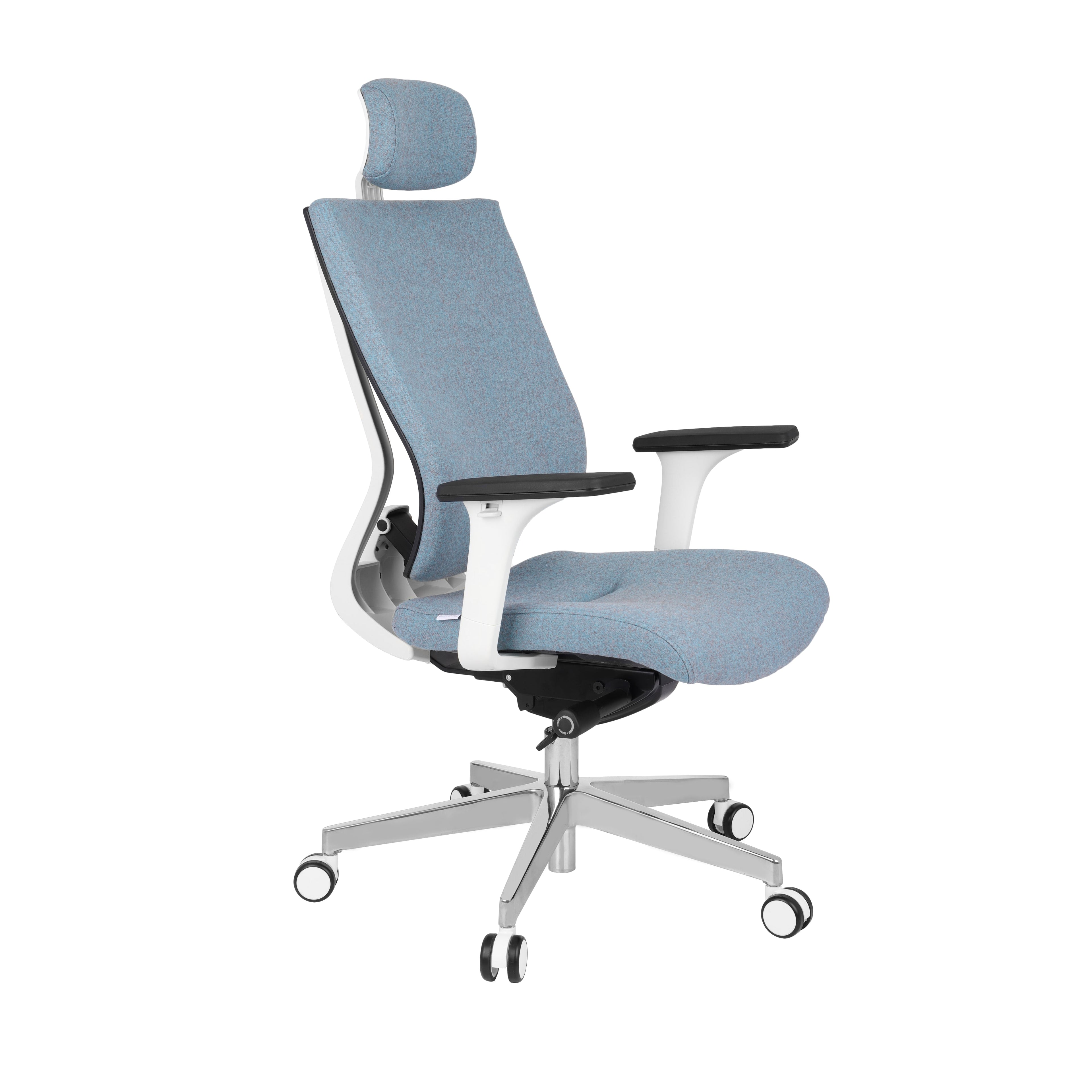 MaxPro WT Chrome Synergy 13 Bürostuhl Ergonomisch mit SYNCHRO PLUS Mechanismus, Weisses Gestell, Chrome Fußkreuz-Brötter.de