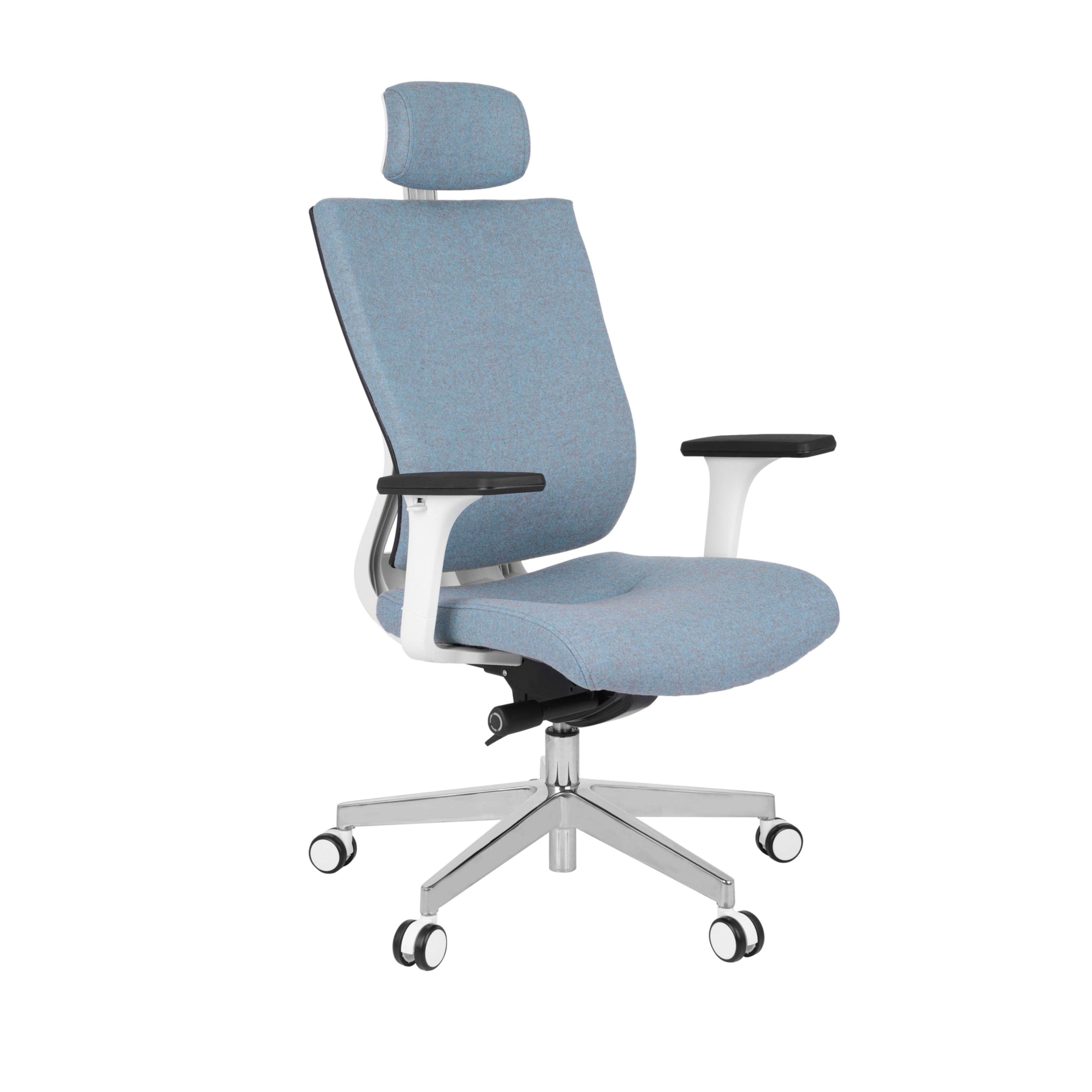 MaxPro WT Chrome Synergy 13 Bürostuhl Ergonomisch mit SYNCHRO PLUS Mechanismus, Weisses Gestell, Chrome Fußkreuz-Brötter.de