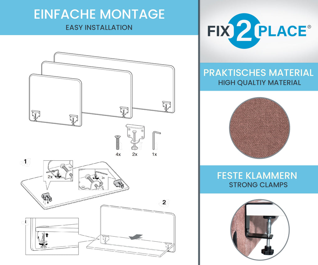 160x65cm Akustik Trennwand Rose Beige, Sichtschutz, Schallschutz und Privatsphäre