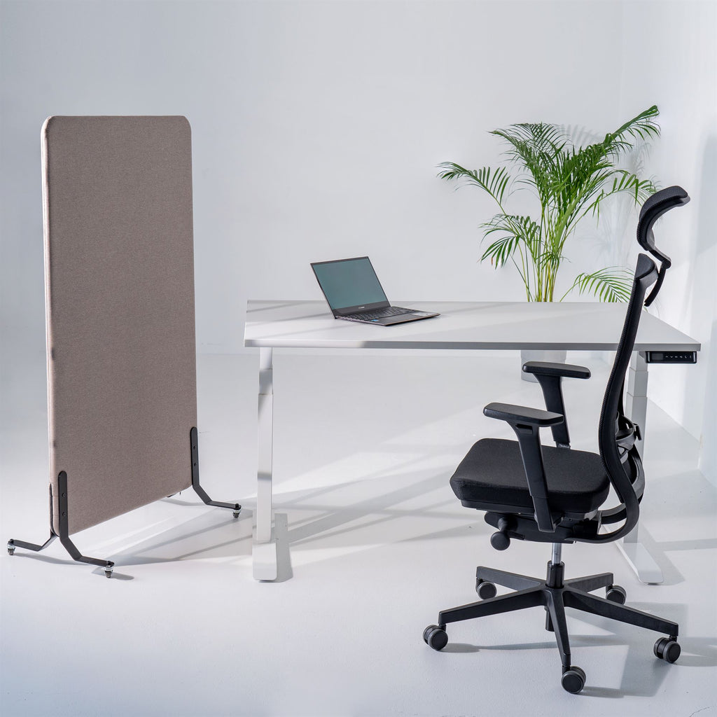80x136cm 2 Stk. Akustik Freistehender Raumteiler Almond Beige, Sichtschutz, Schallschutz und Privatsphäre, mit Rollen-Brötter.de