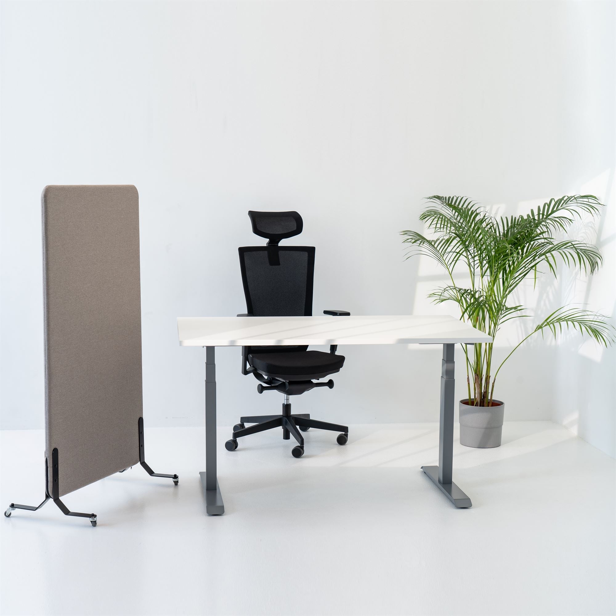 170x136cm 2 Stk. Akustik Freistehender Raumteiler Granite Gray, Sichtschutz, Schallschutz und Privatsphäre, mit Rollen-Brötter.de