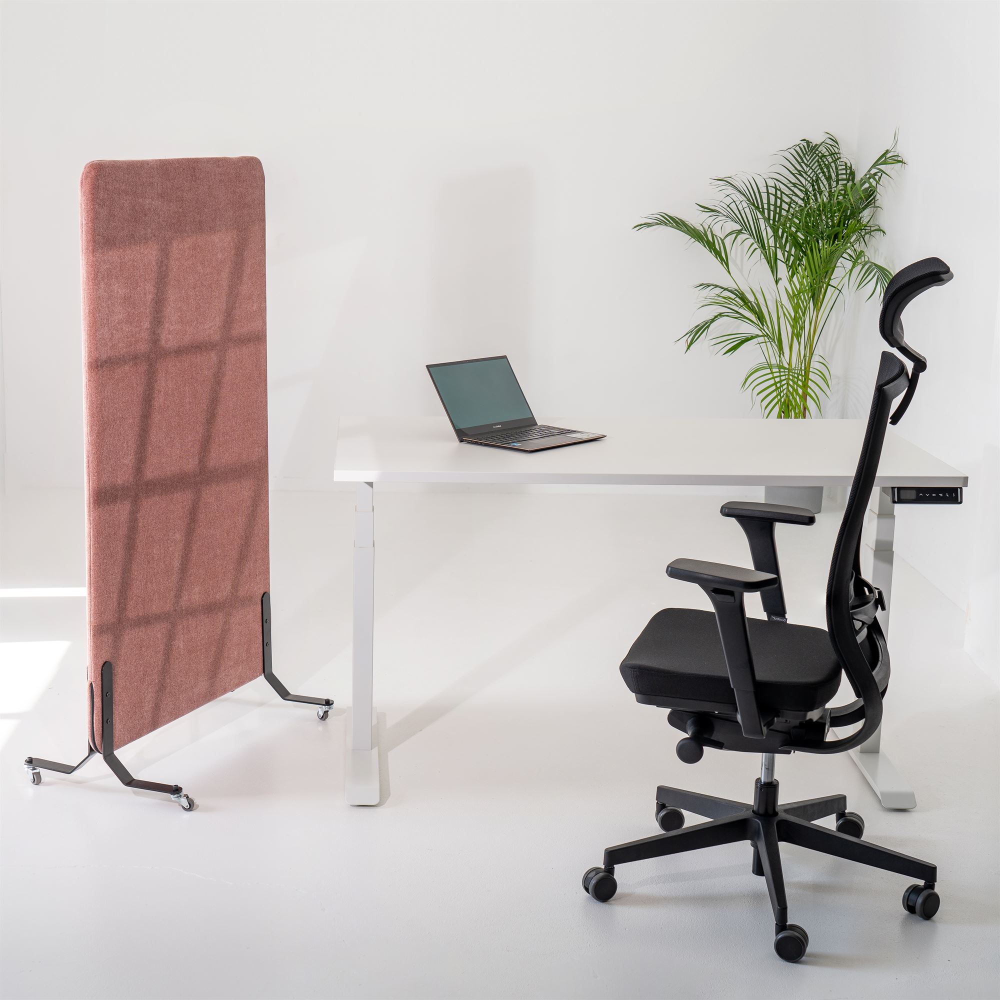 80x136cm 2 Stk. Akustik Freistehender Raumteiler Rose Beige, Sichtschutz, Schallschutz und Privatsphäre, mit Rollen-Brötter.de