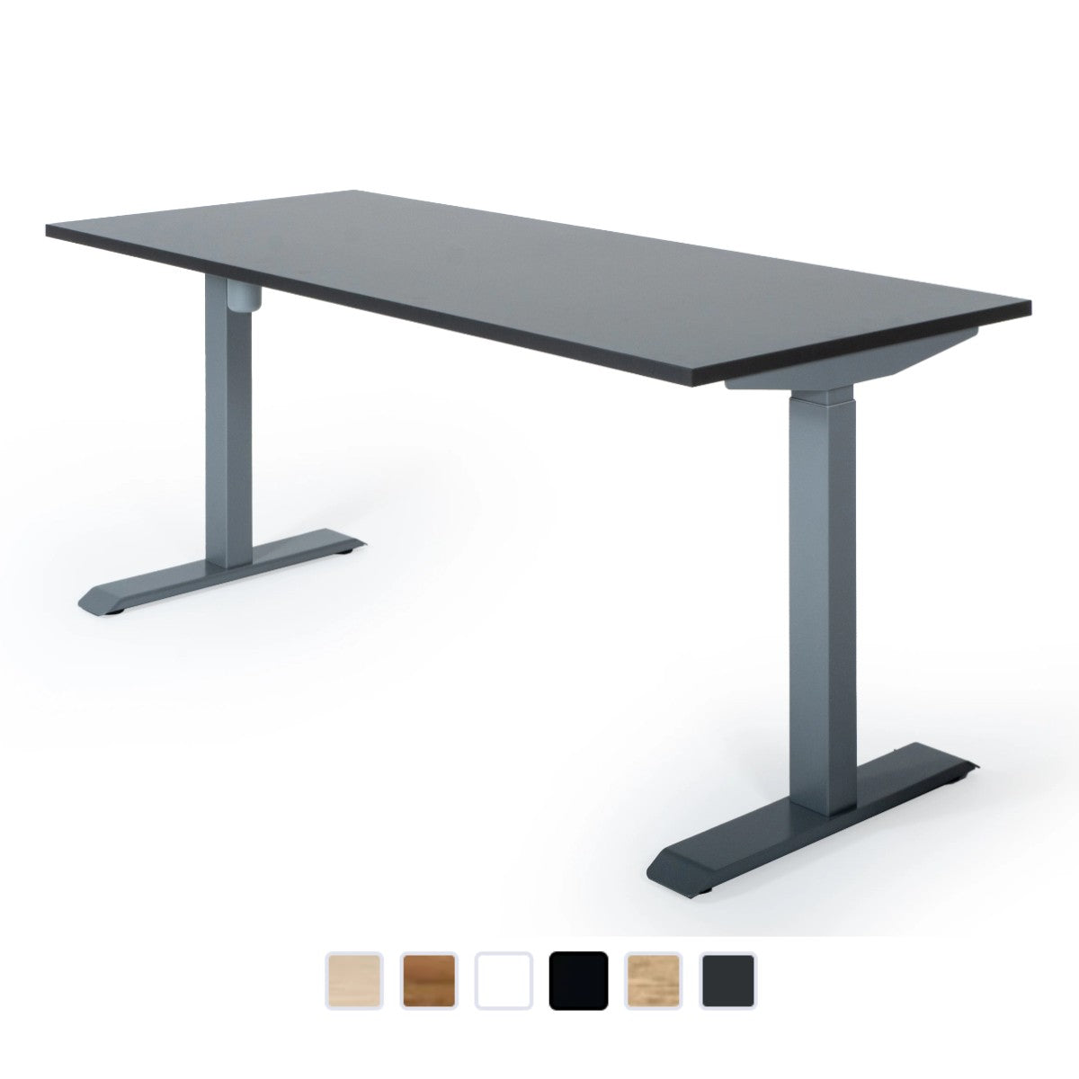 180x80 cm elektrisch Höhenverstellbarer Schreibtisch Unico Line, Graues Gestell Tischplatte Anthrazit