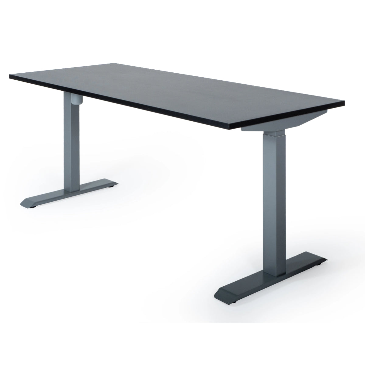 180x80 cm elektrisch Höhenverstellbarer Schreibtisch Unico Line, Graues Gestell Tischplatte Schwarz