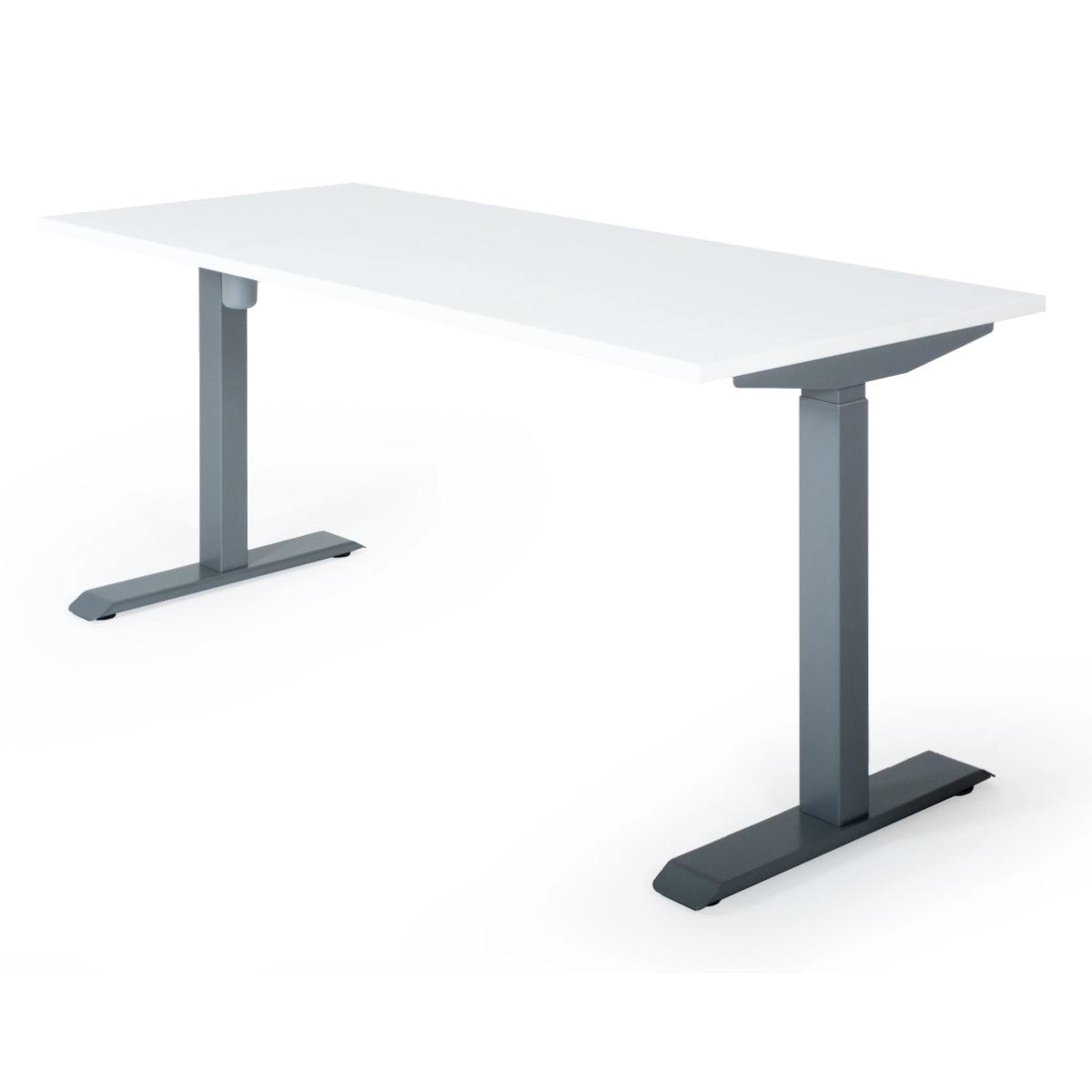 180x80 cm elektrisch Höhenverstellbarer Schreibtisch Unico Line, Graues Gestell Tischplatte Weiß