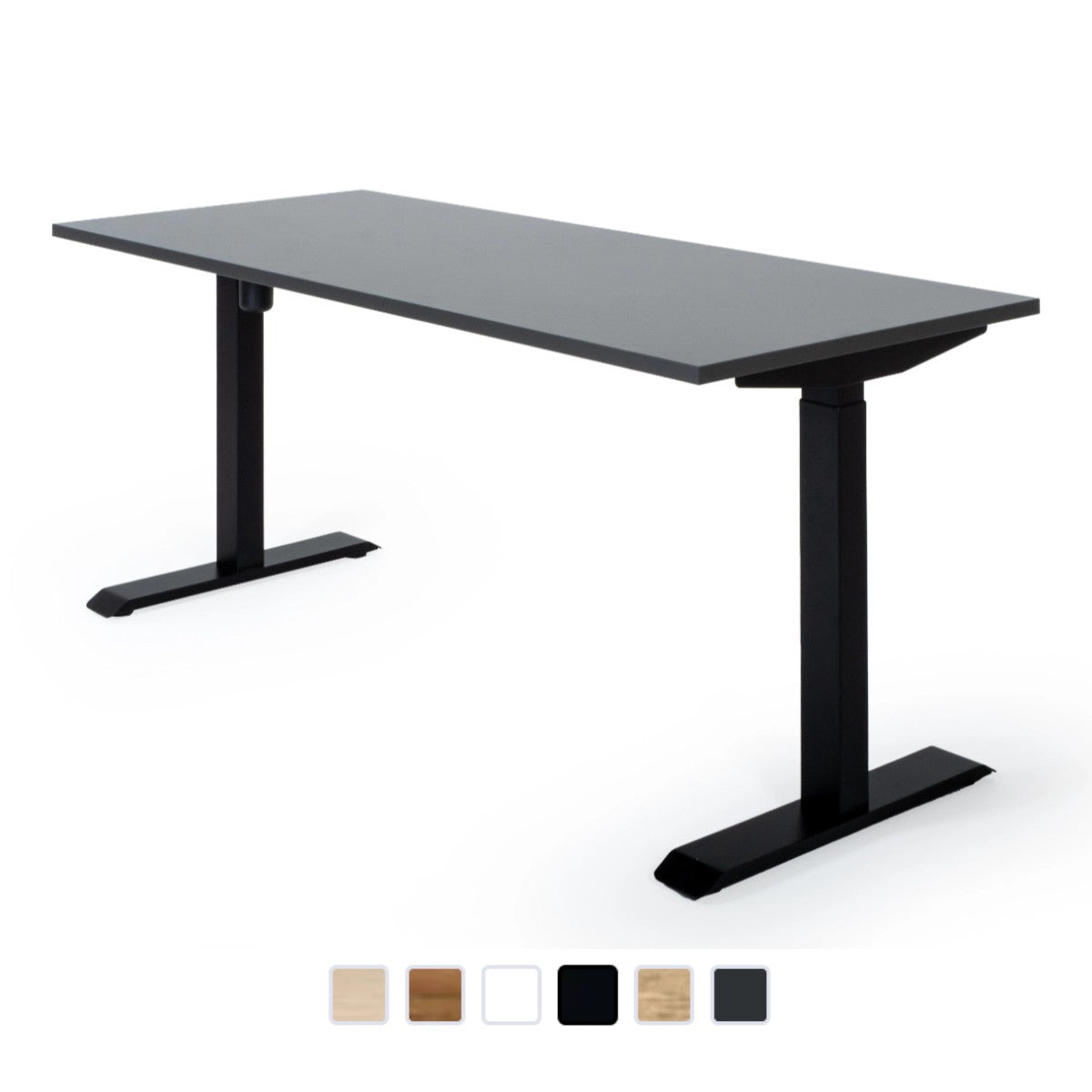 180x80 cm elektrisch Höhenverstellbarer Schreibtisch Unico Line, Schwarzes Gestell Tischplatte Anthrazit