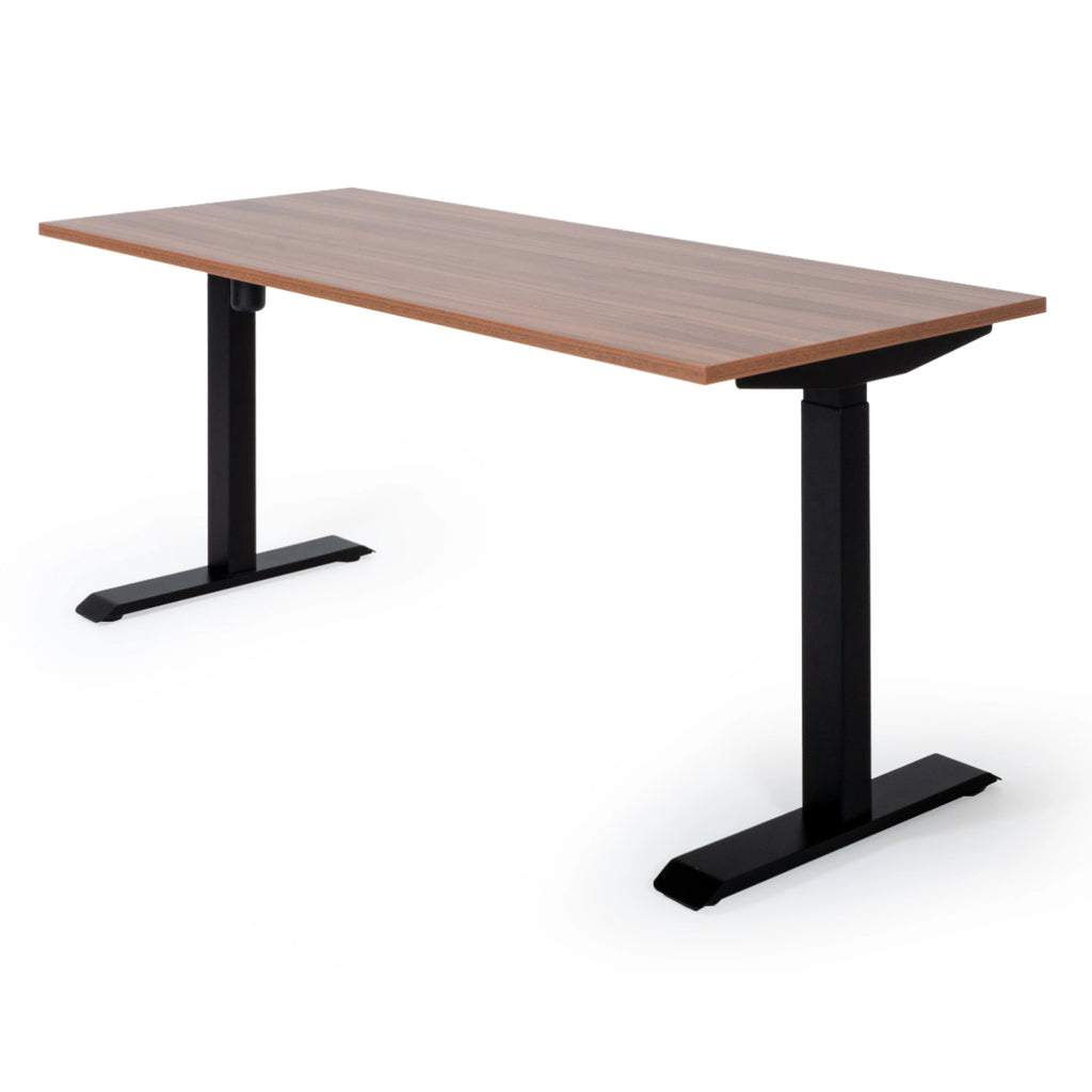 180x80 cm elektrisch Höhenverstellbarer Schreibtisch Unico Line, Schwarzes Gestell Tischplatte Dark Walnut