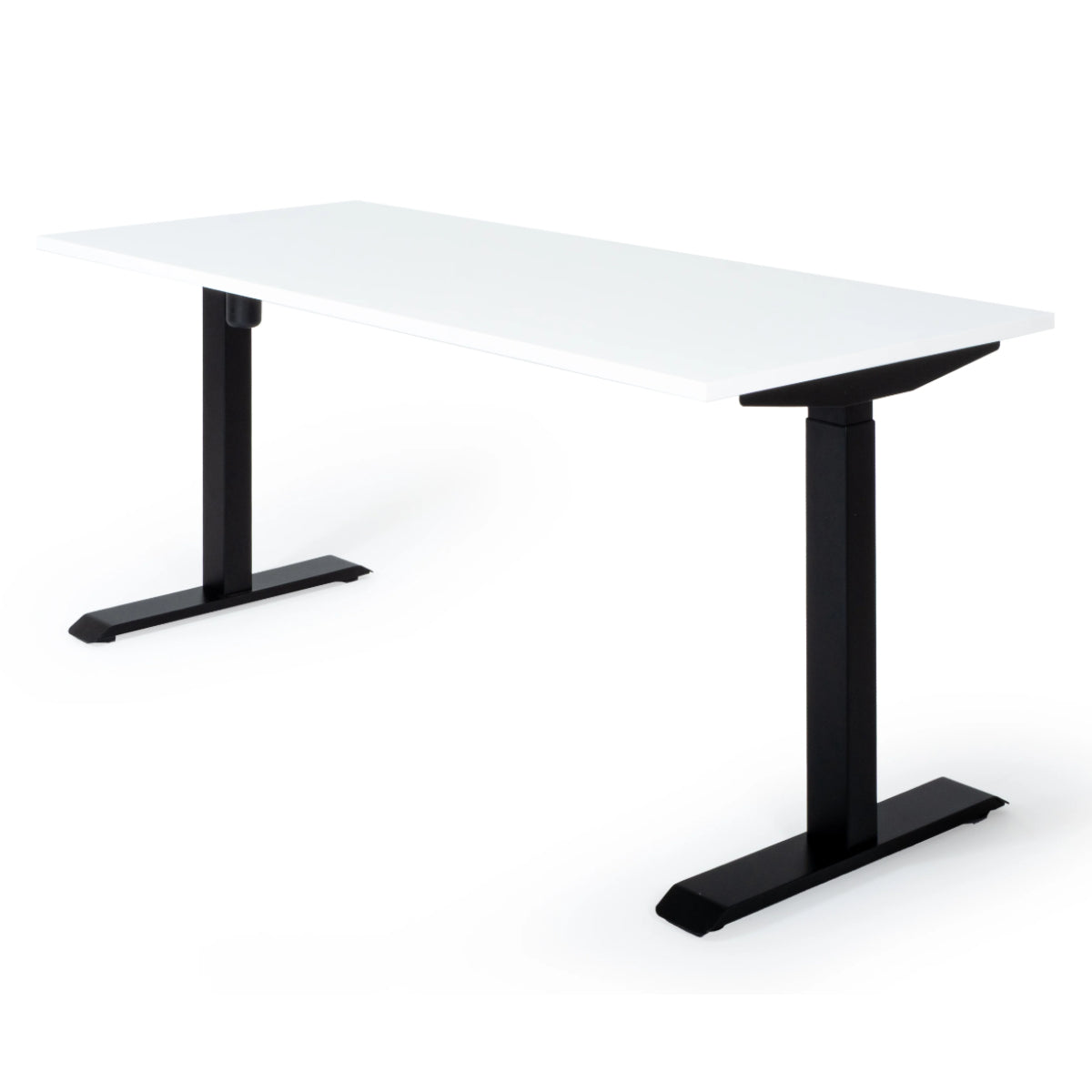 180x80 cm elektrisch Höhenverstellbarer Schreibtisch Unico Line, Schwarzes Gestell Tischplatte Weiß