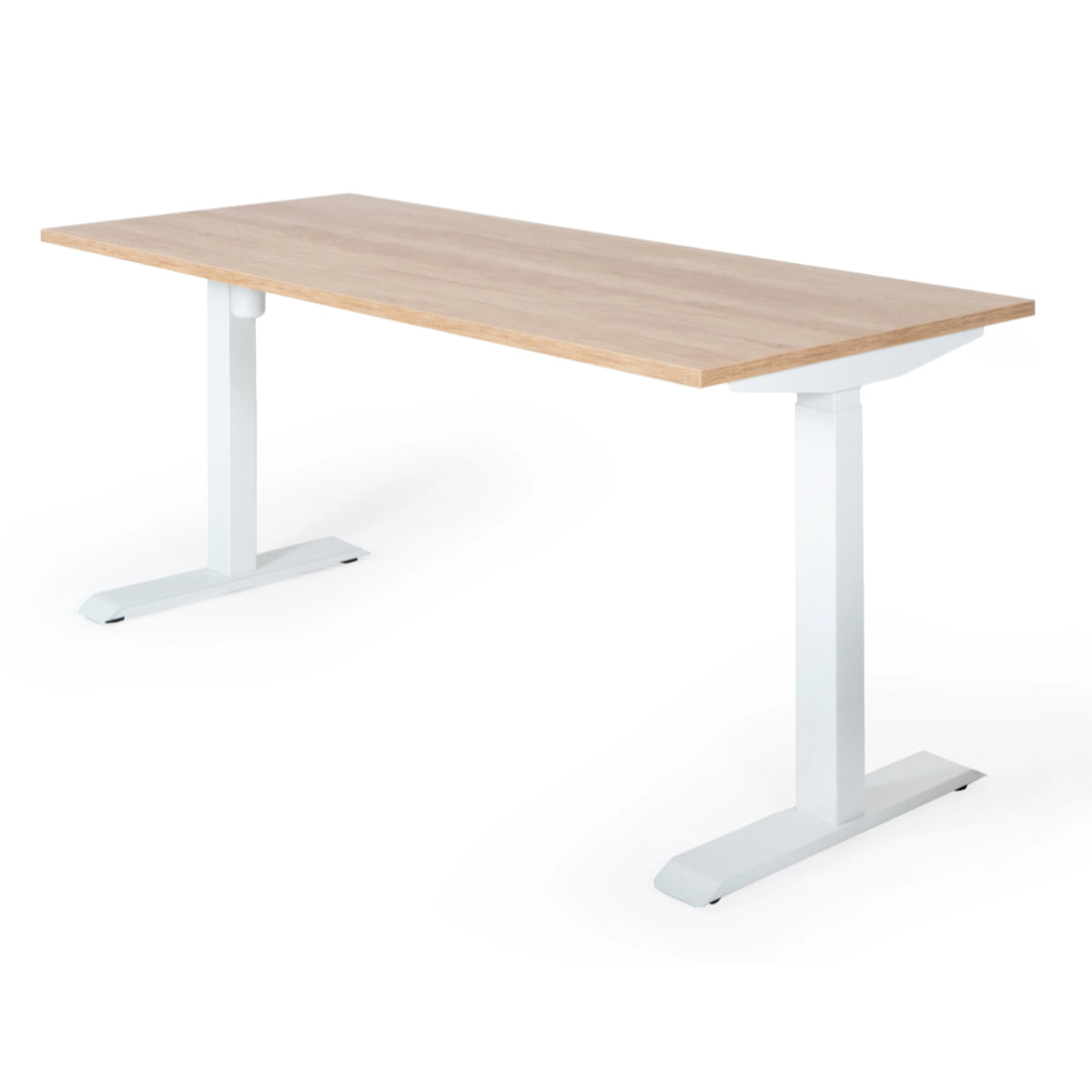 180x80 cm elektrisch Höhenverstellbarer Schreibtisch Unico Line, Wießes Gestell Tischplatte American Oak