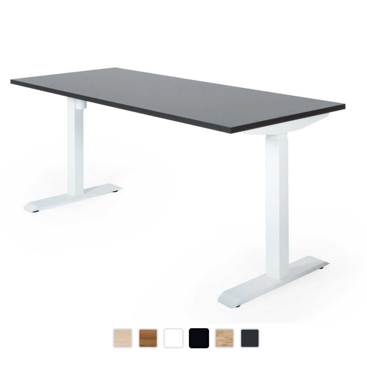 180x80 cm elektrisch Höhenverstellbarer Schreibtisch Unico Line, Wießes Gestell Tischplatte Anthrazit