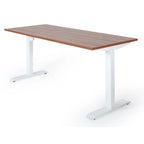180x80 cm elektrisch Höhenverstellbarer Schreibtisch Unico Line, Wießes Gestell Tischplatte Dark Walnut