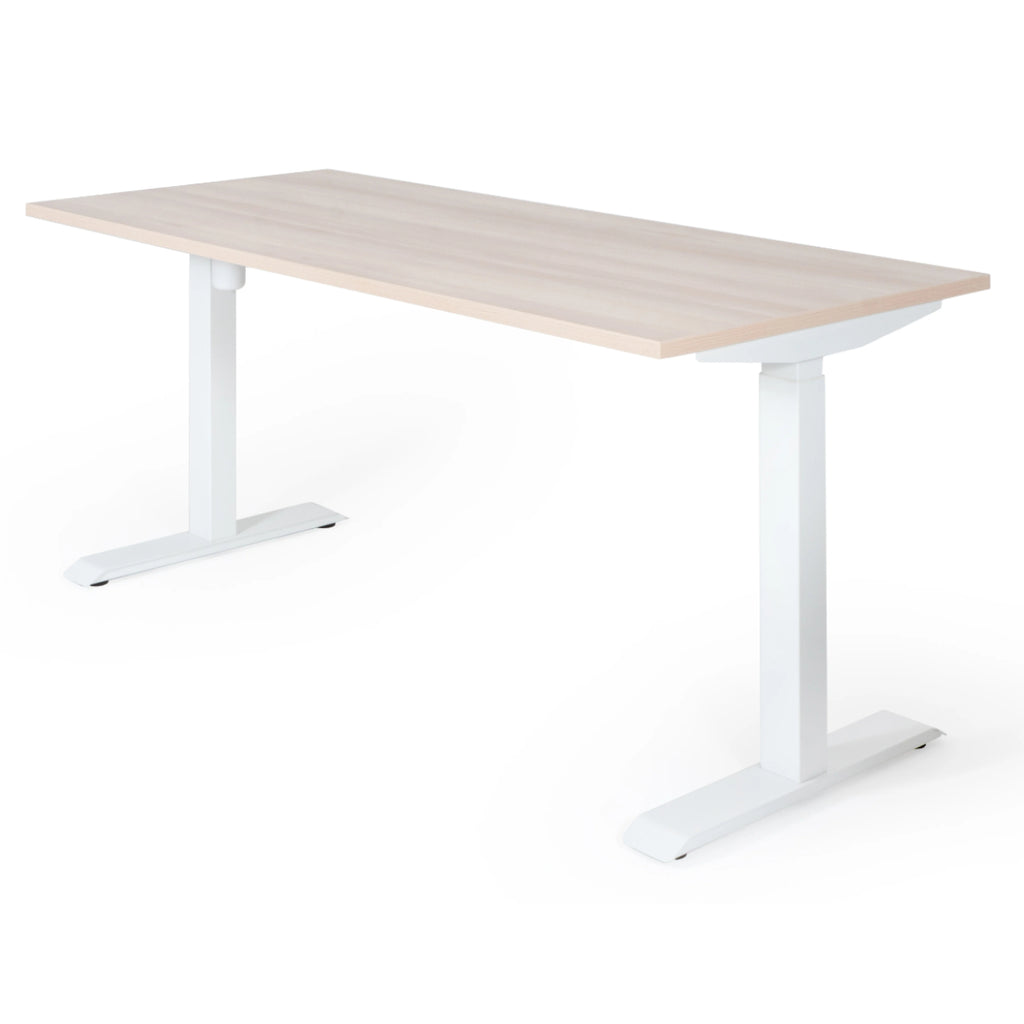 180x80 cm elektrisch Höhenverstellbarer Schreibtisch Unico Line, Wießes Gestell Tischplatte Nabucco