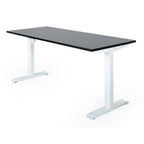 180x80 cm elektrisch Höhenverstellbarer Schreibtisch Unico Line, Wießes Gestell Tischplatte Schwarz