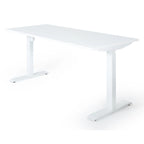 180x80 cm elektrisch Höhenverstellbarer Schreibtisch Unico Line, Wießes Gestell Tischplatte Weiß
