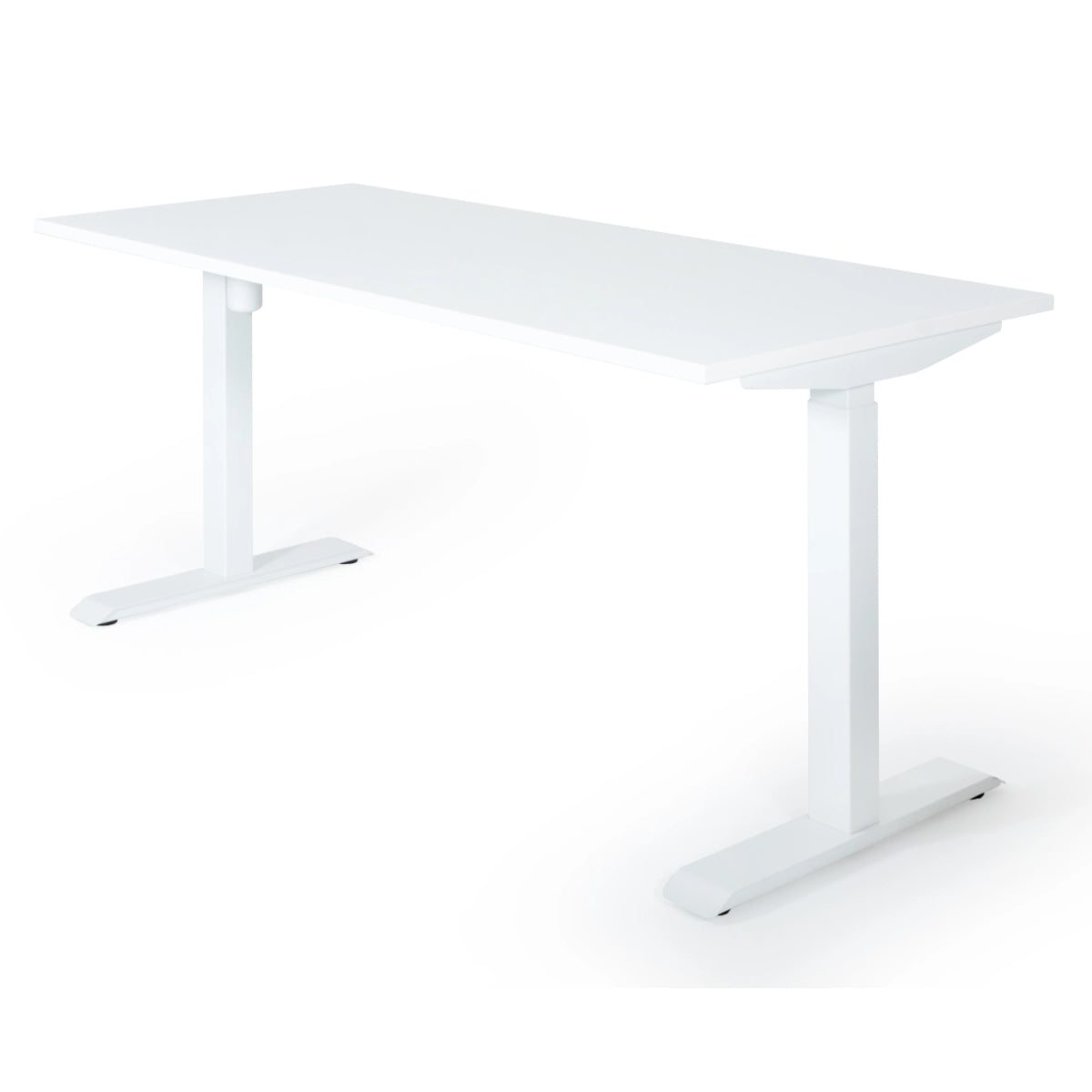 180x80 cm elektrisch Höhenverstellbarer Schreibtisch Unico Line, Wießes Gestell Tischplatte Weiß