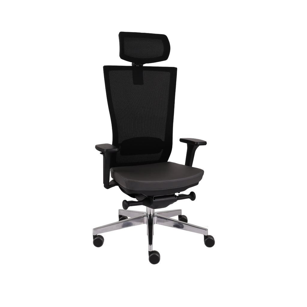 Marti Bürostuhl Ergonomisch mit Netz- oder gepolsterter Rückenlehne, Schwarzes Gestell, Chrome